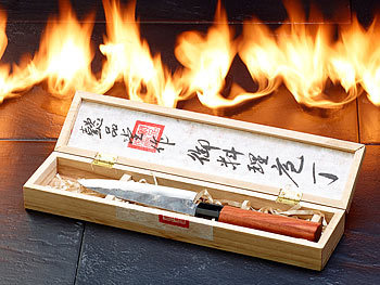 TokioKitchenWare Santoku Allzweck-Küchenmesser, handgefertigt, mit Echtholzgriff