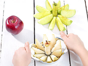 Äpfel und Birnenteiler: PEARL Vollmetall Apfelteiler & -Entkerner aus Alu mit Edelstahlklingen