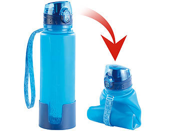 Semptec Faltbare Silikon-Trinkflasche, 650 ml, lebensmittelecht, BPA-frei
