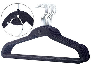 Kleiderbügel schmal: PEARL 10er-Set dünne Raumspar-Kleiderbügel mit Extra-Haken im Bügel, 6,3 mm