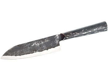 Santoku-Kochmesser mit Stahlgriff, handgefertigt / Messer