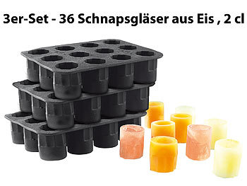 Eiswürfelformen: infactory Silikon-Formen 3er-Set für 36 Schnapsgläser 2 cl aus Eis
