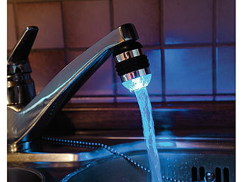 infactory Wasserhahn-Aufsatz mit LED-Beleuchtung heiß/kalt