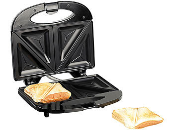 Sandwichmaker: Rosenstein & Söhne Antihaft-beschichteter Sandwich-Toaster für 4 Portionen, 750 Watt