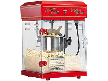 Popcornmaschine Cinema: Rosenstein & Söhne Profi-Retro-Popcorn-Maschine "Cinema" mit Edelstahl-Topf im 50er-Stil