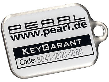 Keyfinder: PEARL KeyGarant Schlüsselanhänger, Schlüsselfinder mit Schlüssel-Schutzbrief