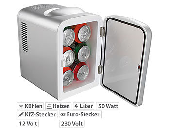Mini Kühlschrank Auto: Rosenstein & Söhne Mobiler Mini-Kühlschrank mit Wärmefunktion, 4 Liter, 12 & 230 V