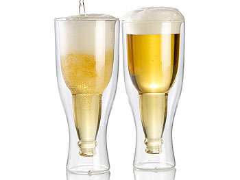 Bier-Gläser: infactory Doppelwandiges Bierglas, 0,2 l im 2er-Set