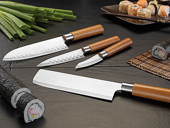 TokioKitchenWare 4-teiliges Küchen-Messerset aus Edelstahl (PEARL-Edition), 52 HRC