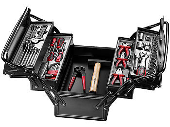 AGT Werkzeugkasten, 5 Fächer, inklusive 71-teiligem Werkzeugsortiment