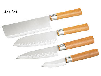 TokioKitchenWare 4-teiliges Küchen-Messerset aus Edelstahl (PEARL-Edition), 52 HRC