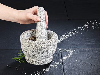 Robuster Mörser mit Stößel aus natürlichem Granit Ø 14 cm Steinmörser