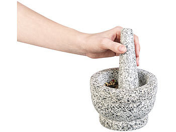 Rosenstein & Söhne Robuster Mörser mit Stößel aus natürlichem Granit, Ø 14 cm