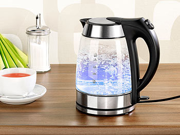Wasser Kocher 1,7 l Glas LED Temperatur Farbe Soft Touch Erhitzer Kabellos 2200W 
