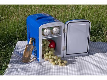 Mini-Kühlschrank mit Warmhalte-Funktion, für 12 & 230 V, 4 Liter, blau