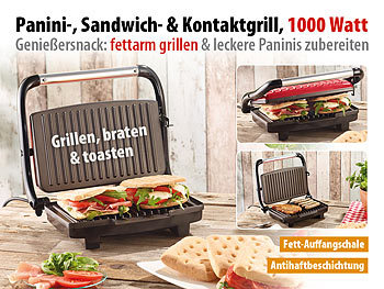 Rosenstein & Söhne Panini-, Sandwich- & Kontaktgrill CG-2510, 1.000 W