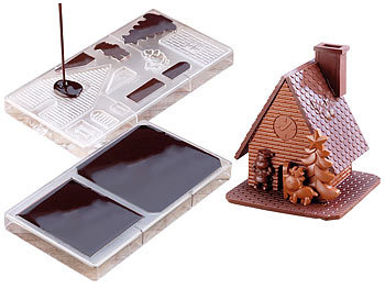 Rosenstein & Söhne 2er Pack 3D Schokoladen-Gussformen-Set "Weihnachtshaus"