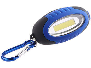 Lunartec Mini-Taschenlampe mit COB-LED und Karabiner-Haken, 0,5 W, 35 lm, IPX4