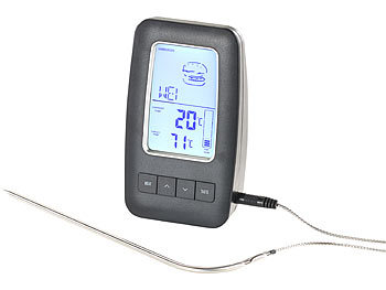 Rosenstein & Söhne Digitales Brat- & Grill-Thermometer, großes Display & Funk-Empfänger