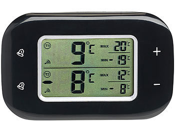 2 Sensor Alarm Funk Digital Kühlschrank Thermometer Gefrierschrank Temperatur 