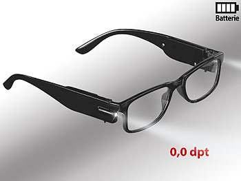 Brille ohne Stärke: PEARL Modische Brille mit integriertem LED-Leselicht, ohne Sehstärke
