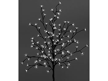 Lunartec Solar-LED-Lichterbaum mit 120 leuchtenden Blüten und Standfuß, 150 cm