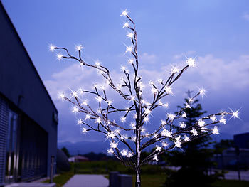 Lunartec 2er-Set Solar-LED-Lichterbäume, je 120 leuchtenden Blüten, Standfuß