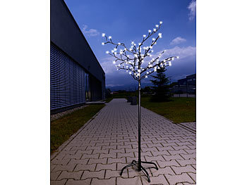 Lunartec Solar-LED-Lichterbaum mit 120 leuchtenden Blüten und Standfuß, 150 cm
