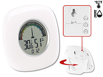 Uhr mit Luftfeuchtigkeit: PEARL Digitales XXL Thermometer, Hygrometer & Uhr, grafische Anzeige, 10 cm