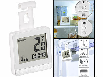 Thermometer Kühlschrank: Rosenstein & Söhne Digitales Gefrier- & Kühlschrankthermometer mit Temperatur-Timer