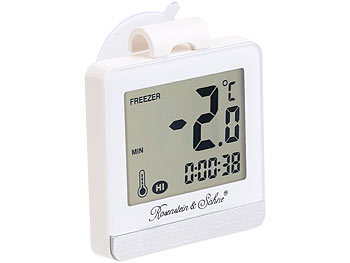 Rosenstein & Söhne 2er-Set digitale Gefrier- & Kühlschrankthermometer, Temperatur-Timer