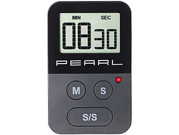 PEARL 2er Pack Digitaler Küchen-Timer mit Stoppuhr, akustischem u. optischem