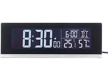 Schwarz Digitaler Wecker mit Temperatur- und Feuchtigkeitsmonitor Wecker Digital Hygrometer Thermometer Tischuhren 12/24HR ℃/℉ Display Batterie im Lieferumfang enthalten