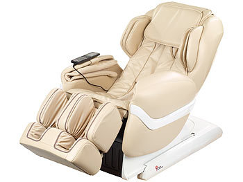 newgen medicals Luxus-Ganzkörper-Massagesessel GMS-150 mit Infrarot-Wärme, beige