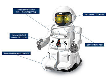 FRANZIS Spielzeugroboter "MoonBot" mit Begleitbuch zur Roboter-Geschichte 