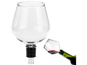 Weinglas auf Flasche: OOTB Weinglas-Flaschenaufsatz mit Silikondichtung, 8 x 13 cm