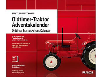 FRANZIS Adventskalender Porsche-Traktor, Bausatz mit Sound-Modul, Maßstab 1:43