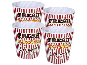 Out of the blue 4er Set XXL-Popcorneimer im Retro-Look, rot/weiß, 17,5 cm hoch Out of the blue Wiederverwendbare Popcorn-Boxen