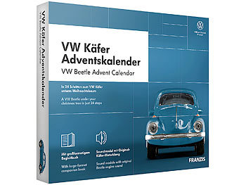 FRANZIS Adventskalender VW Käfer, Bausatz mit Sound-Modul, Maßstab 1:43