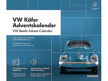 FRANZIS Adventskalender VW Käfer, Bausatz mit Sound-Modul, Maßstab 1:43