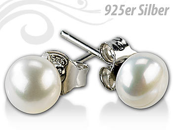 Ohrstecker aus 925 Silber geschwärzt mit Perle Zirkonia-Steine weiß Ohrringe 