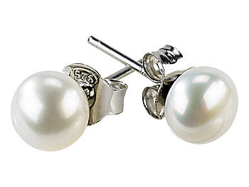 Perlenohrstecker Perlen Ohrstecker Ohrringe Modeschmuck Blackpearl schwarz 7 mm 