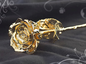 Echte Rose vergoldet: St. Leonhard Echte Rose für immer schön, mit 24-karätigem* Gelbgold veredelt, 28 cm