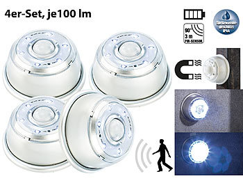 Licht Bewegungsmelder: Lunartec LED-Nachtlicht mit Bewegungsmelder & Magnethalterung 4er-Set