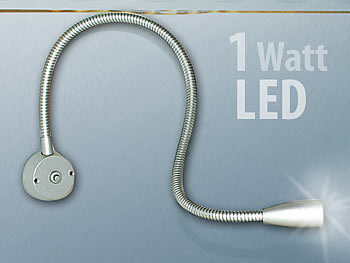 Lunartec LED-Leuchte mit Aluminium-Schwanenhals, Wandbefestigung, 1 W, 100 lm