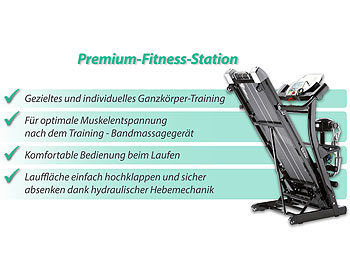 newgen medicals 2in1-Profi-Laufband mit Fitness-Station und Bandmassagegerät