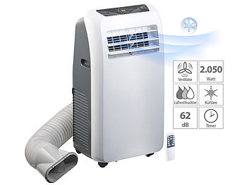 Mobiles Klimagerät: Sichler Mobile Monoblock-Klimaanlage mit Entfeuchter, 7.000 BTU/h, 2.050 Watt