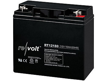 Bleiakku: revolt Wartungsfreie Blei-Batterie mit 12 Volt, 18 Ah, M5-Schraubanschluss