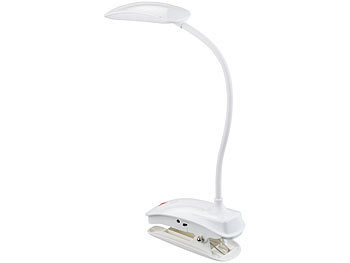 Leselampe Pultlampe mit Clip & Batterien 2-Arm LED Schwanenhals Klemmlampe weiß 