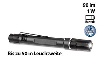 LED Stift Taschenlampe: Lunartec Profi-Pen-Light LED-Taschenlampe m. Cree-LED, 90 lm, 1 Watt, Alu, IP54